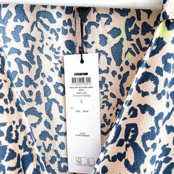 Noisy May - Clara S/S Wrap Crop Shirt (Hazelnut Leo) // Size Large // BNWT - Picture 4 of 7
